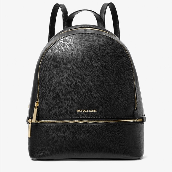 Michael Kors Black Pebbled Leather Backpack - Picture 1 of 10